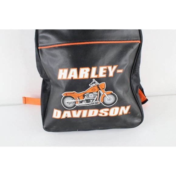 Vintage 90s Harley Davidson Distressed Spell Out Leather Mini Backpack Book Bag main image 6